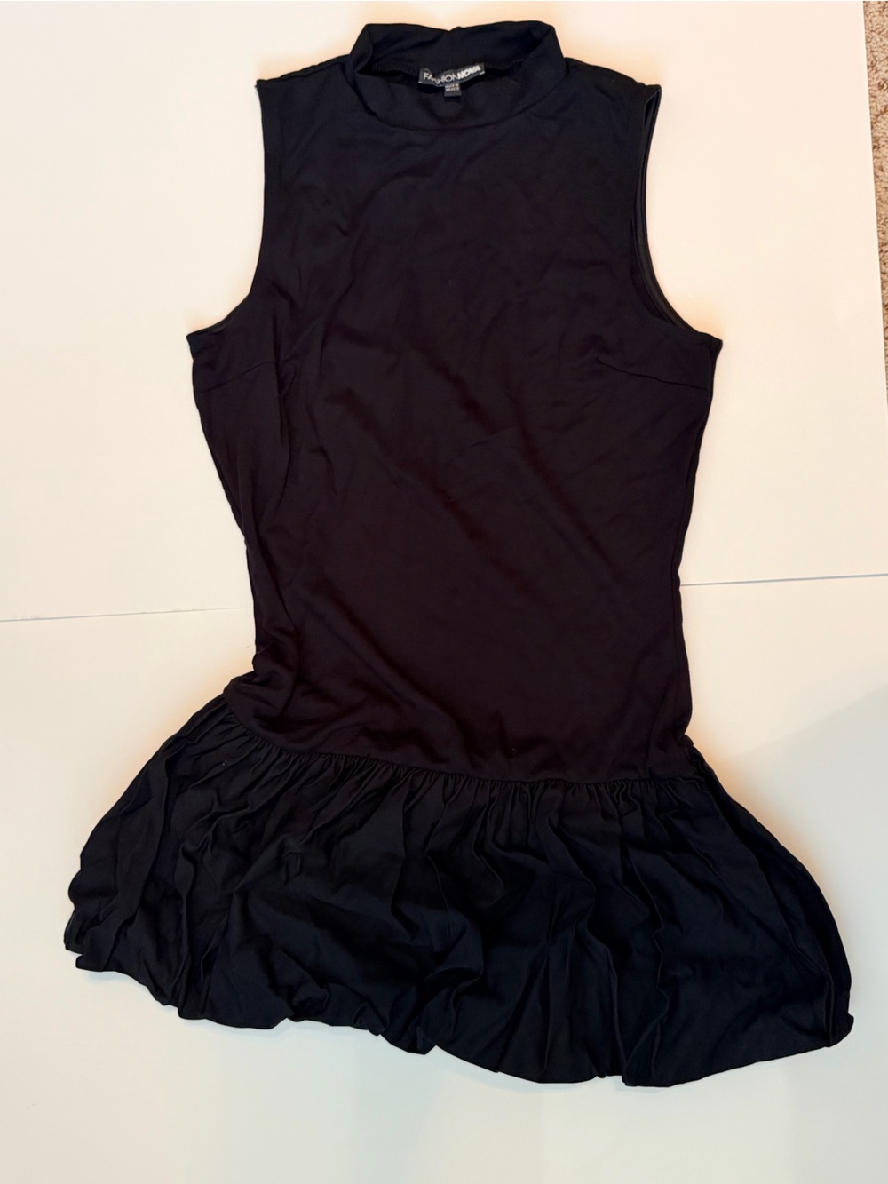 Black Sleeveless Ruffle Hem Women’s  Dress